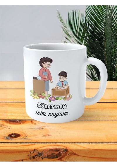 Öğretmen Baskılı Kupa Bardak İsimli Kişiye Özel Öğretim Çok Renkli