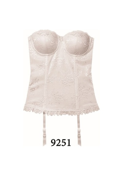 Magic Form 9251 Dantelli Taşlı Uzun Büstiyer - Ekru Ekru