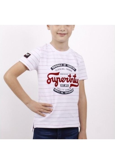 Toontoy Kids Toontoy Erkek Çocuk Baskılı Bisiklet Yaka Kısa Kollu Çizgili Tişört - Yırtmaçlı Kırmızı Toontoy Kids Toontoy Erkek Çocuk Baskılı Bisiklet Yaka Kısa Kollu Çizgili Tişört - Yırtmaçlı Kırmızı