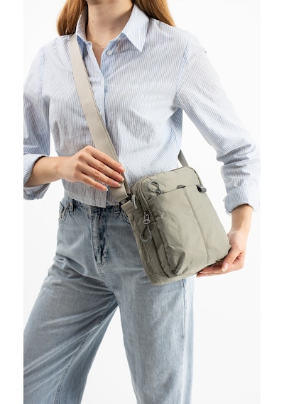 Sanmorris Unisex 4 Bölmeli Suya Dayanıklı Paraşüt Kumaş Omuz Çantası Sı-6033 Açık Gri