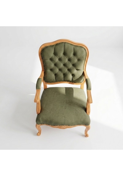 Throne Fransız Still Klasik Ahşap Berjer Natural