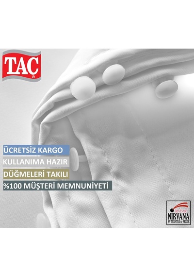Taç Atlas Saten Lüx Beyaz Güneşlik Perde 1.Sınıf Kalite Beyaz
