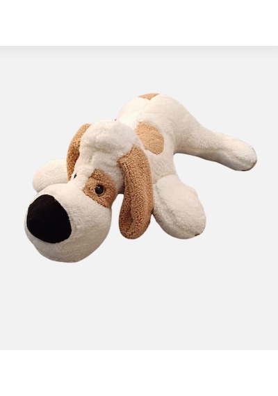 Yatan Peluş Köpek 75 Cm Sevimli Ve Konforlu Uyku Yastığı Ve Sarılma Arkadaşı Dekoratif Oyuncak Ekru