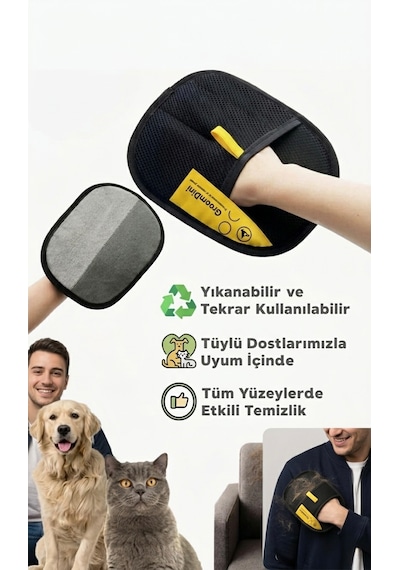 Evcil Hayvan Tüy Toplama Eldiveni - Kedi Köpek Tüy Temizleme Aparatı - Yıkanabilir Pratik Yüzey Temizleyici