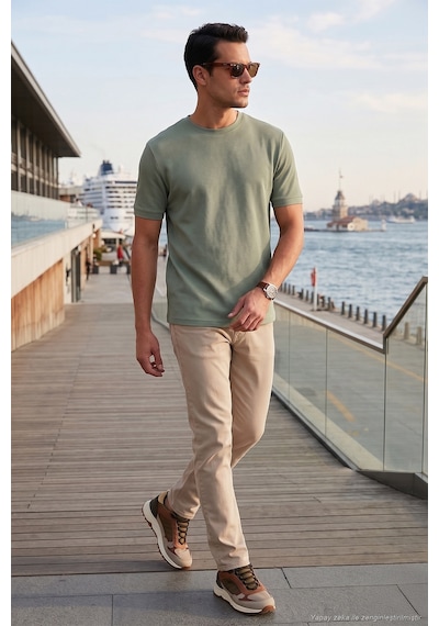 Buratti Streç Pamuklu Slim Fit Sıfır Yaka Erkek T Shirt 5902639 Elma