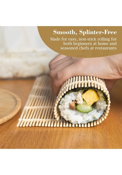 Yuandong Bambu Sushi Sarma Hasırı 24x24 Cm / Doğal Bambu Sushi Mat / Sushi Maker İçin Rulo Sarma Matı / Evde Sushi