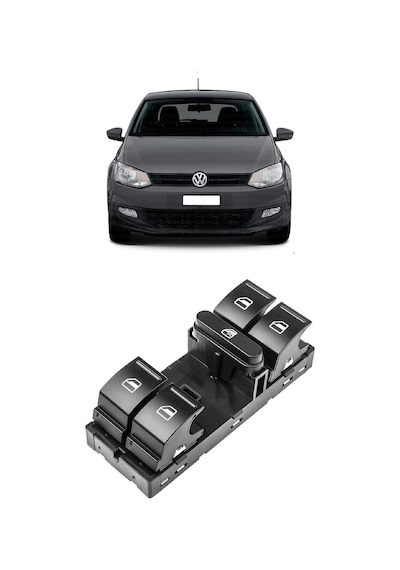 Volkswagen Polo 6r 2010-2013 Uyumlu Ön Sol Kapı Dörtlü Cam Açma Düğmesi Siyah 1k4959857