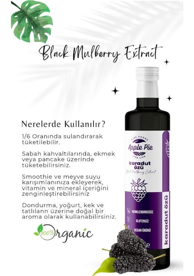 Applepiefoods Yaban Mersini Özü + Karadut Özü + Kızılcık Özü