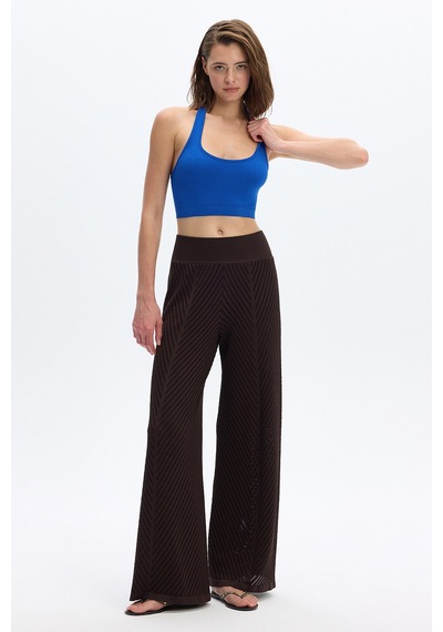 SubTone Boyundan Geçmeli Ribli Crop Top Cobalt Mavi