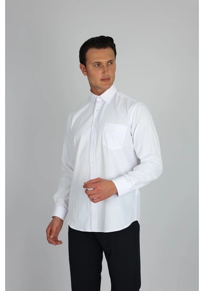 Lorenzo Mazzoli Soft Saten R 900 Beyaz Erkek Gömlek Beyaz