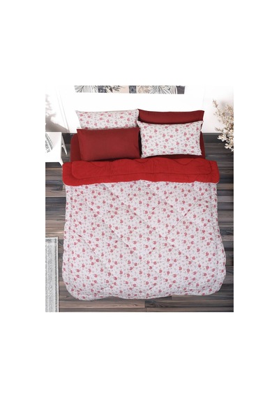 Welsoft Çift Kişilik Yorgan 195x215 Cm Çift Taraflı Ultra Yumuşak Silikon Dolgulu Bordo Bordo