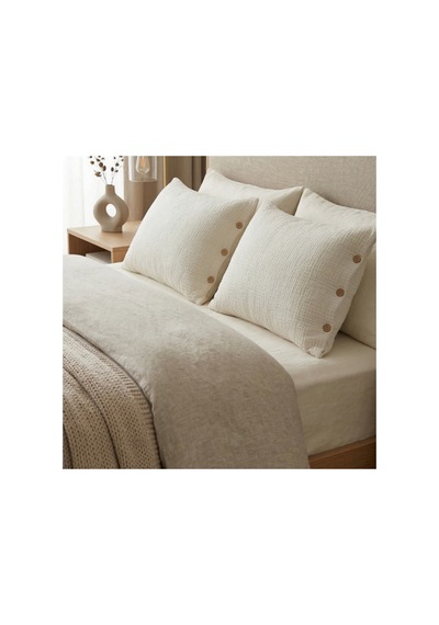 Cloud Rest 4 Kat Müslin Yastık Kılıfı 2'li Set 50x70 Cm %100 Pamuk Nefes Alan Yumuşak Dokulu Bej