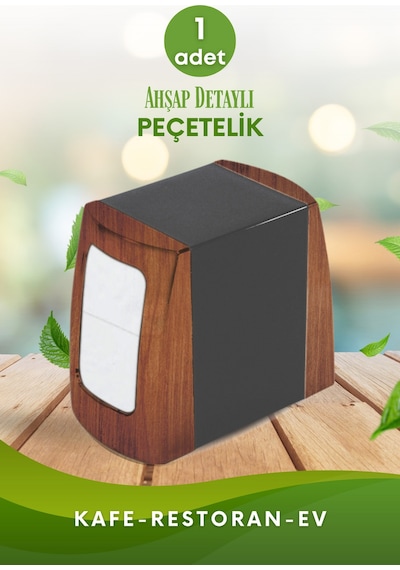 Grimorlife 1 Adet Ahşap Detaylı Çift Taraflı Yaylı Peçetelik Kafe Restaurant Lokanta Büfe Otel Peçetelik Diğer