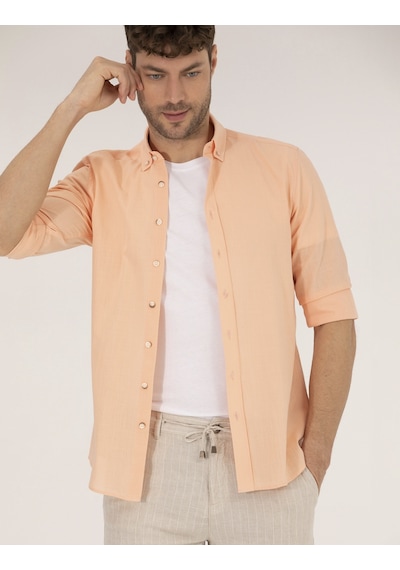 Pierre Cardin Erkek Turuncu Desenli Gömlek 50268183-vr051 Turuncu
