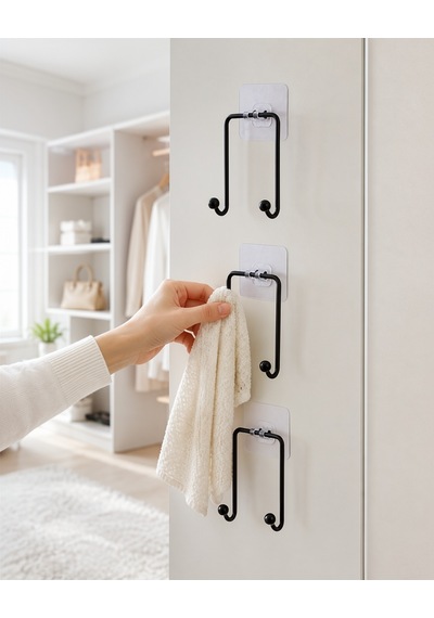 3'lü Duvar Tipi Yapışkanlı Askılık Pratik Set Diğer