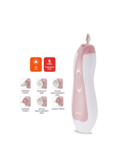 Pbs801 Işıklı 6 Başlıklı Manikür Pedikür Seti Pembe