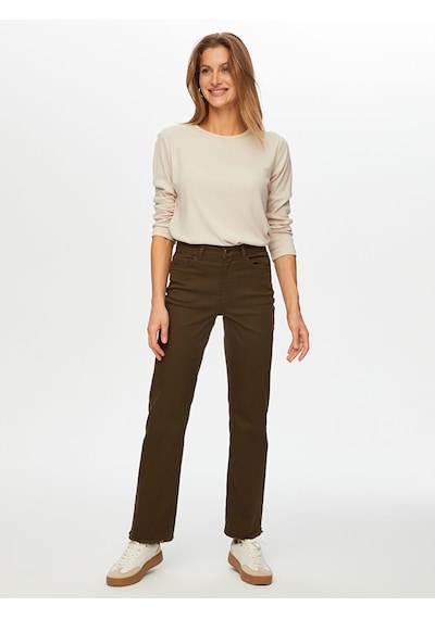 Faik Sönmez Wide Leg Fit Renkli Jean Pantolon W26jpn001 Uw26jpn00154 Haki