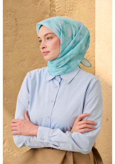 Silk Home Soft Eşarp 73098-09 Turkuaz, Cam Göbeği, Uçuk Mavi