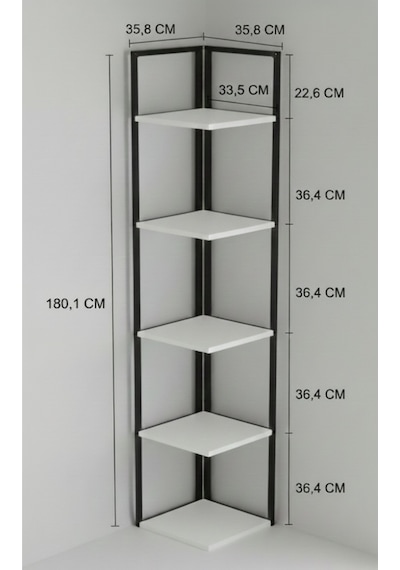 Ela 5 Raflı Metal Köşe Kitaplık Rafı Dekoratif Aksesuar Rafı 180 Cm Beyaz Beyaz Ela 5 Raflı Metal Köşe Kitaplık Rafı Dekoratif Aksesuar Rafı 180 Cm Beyaz Beyaz