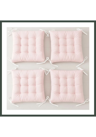 Bezos 4 Lü Kapitone Bağcıklı Sandalye Minderi 40 40 3 Cm Pembe 40 40 3 Cm 4 Adet Nhr