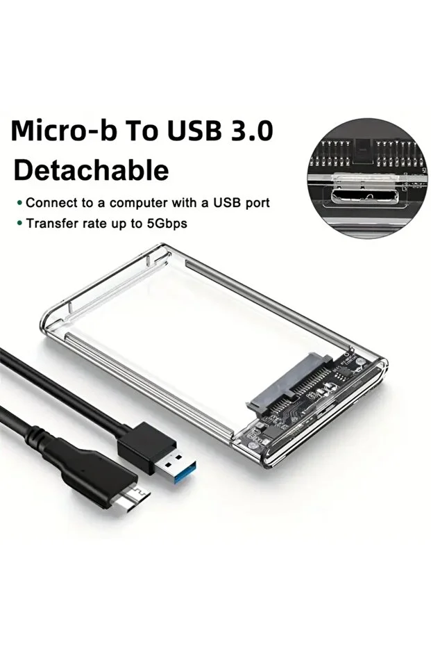 Yeni 2026 2.5 Hdd/ssd Usb 3.0 To Sata Dönüştürücü Harici Şeffaf Taşınabilir Kolay Kurulum Yüksek Hızlı