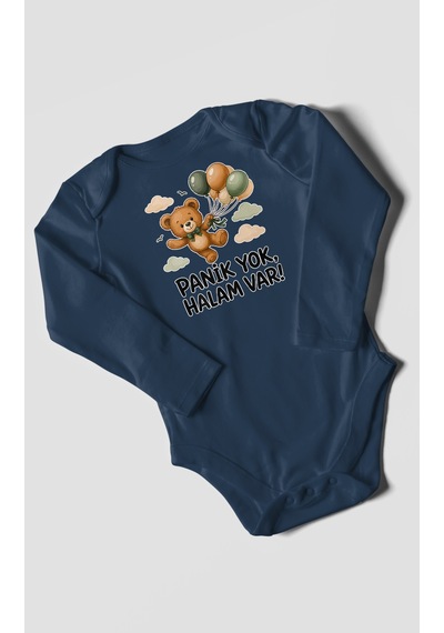 Morivokids Panik Yok, Halam Var Uzun Kollu Çıtçıtlı Bebek Body Lacivert