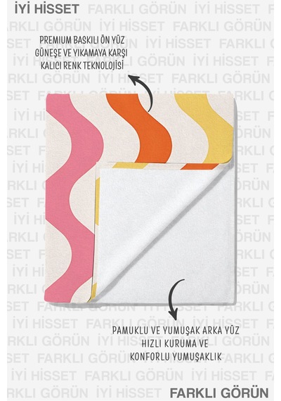 Retro Dalgalı Çizgili Plaj Havlusu - Bohem Modern Turuncu Sarı Pembe Hızlı Kuruyan Mikrofiber Havlu Gölgeli Tınısı Retro Dalgalı Çizgili Plaj Havlusu - Bohem Modern Turuncu Sarı Pembe Hızlı Kuruyan Mikrofiber Havlu Gölgeli Tınısı