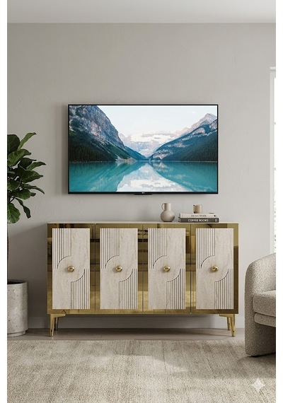 Ka1216btg Pega Konsol Ve Tv Sehpası Beyaz-traverten-gold 120cm