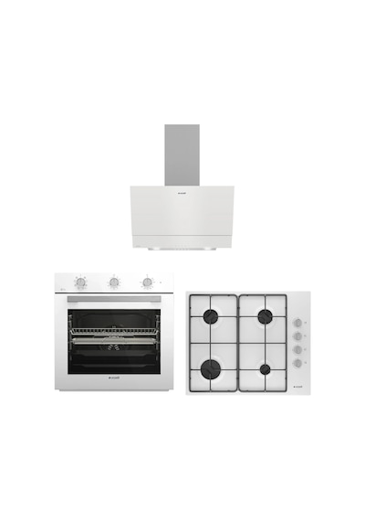 Arçelik AFC 240 B - ADE 605 HB - OMD D 611 EB Beyaz Cam Şık Ankastre Set