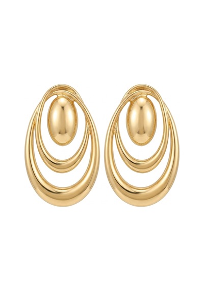 Altın Renk Oval Çelik Küpe Altın - 875002918 Altın