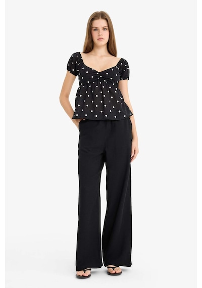 Defacto Wide Leg Cepli Yüksek Bel Standart Boy Keten Karışımlı Pantolon F5024ax25aubk27 Siyah