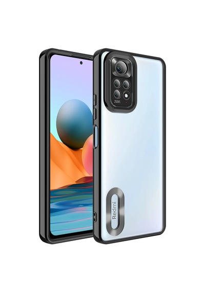 Xiaomi Redmi Note 11s Global Kılıf Kamera Korumalı Logo Gösteren Zore Omega Kapak Siyah