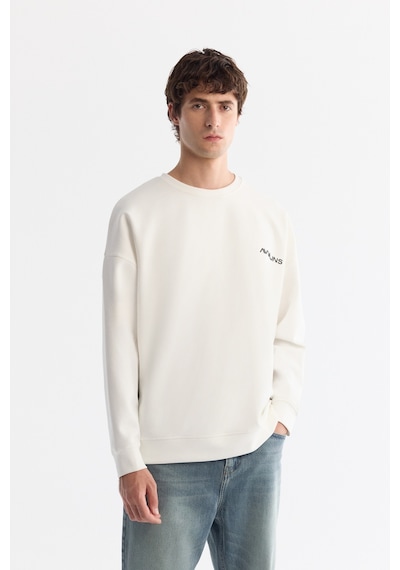 Avva Erkek Ekru Bisiklet Yaka Elastan Oversize Fit Sweatshirt A42y1248