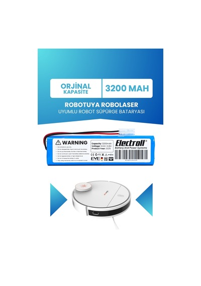 Robotuya Robolaser Uyumlu Batarya Standart Kapasite 3200mah Pil Robot Süpürge Bataryası