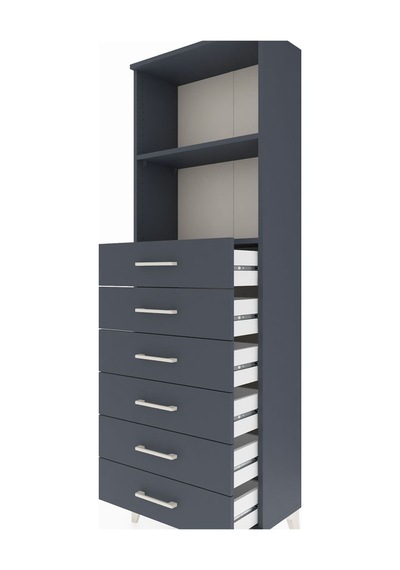 Arges Dolap 2 Raflı 6 Çekmeceli 60x30x182 Antrasit-antrasit Antrasit