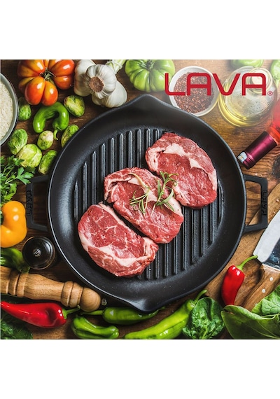 Lava Döküm Izgara Tavası Yuvarlak 30 CM