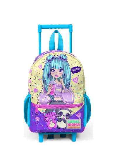 Minik Yuva Çekçekli Sırt Çantası Mor Pembe Anime Kız Desenli İki Bölmeli 24035