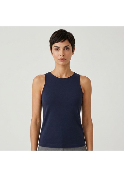 Bonbon Kadın Basic Kolsuz İçi Yarım Astarlı Tshirt Bb2538 Lacivert