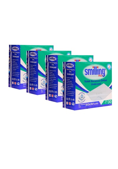 Smilling Pet Köpek Çiş Pedi Yatak Koruyucu Örtüsü Beyaz 4 x 30'lu 60 x 90 CM