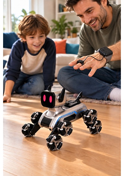 2950-1 Spindog Çift Kumandalı Işıklı Müzikli Robot Köpek, Şarjlı, 2,4 Ghz, 8 Tekerlekli, 6+ Yaş