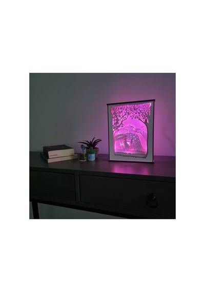 Özel Tasarım 8 Katmanlı Ahşap Dekoratif Ressam Gece Lambası Pembe - 738559961 Pembe