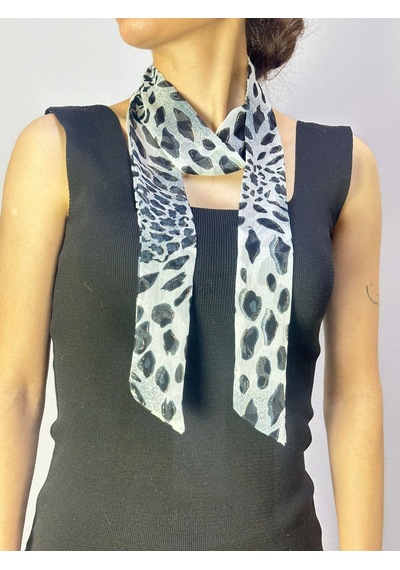 Gönülden Tasarım 140x5 Cm Füme Leopar Desenli Kadın Fular Boyun Bağı Renkli