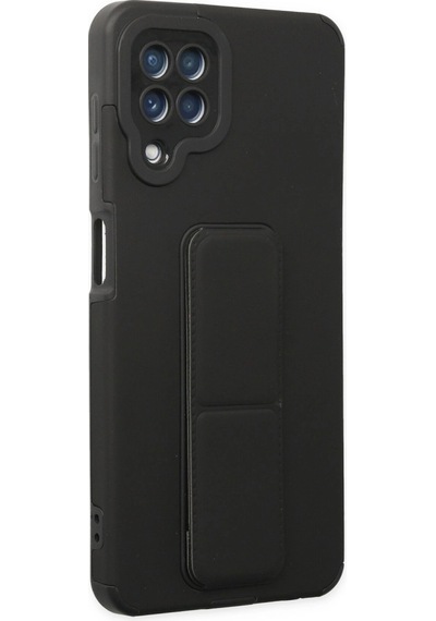 Samsung Uyumlu Galaxy A22 Kılıf Mega Standlı Silikon Siyah/