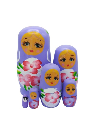 Ahşap Matruşka Bebek Altılı Set Mor