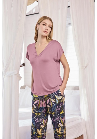 Monamise Kadın Yaprak Desenli Kısa Kollu V Yaka Büyük Beden Pijama Takımı 25119bat. Gül Kurusu Monamise Kadın Yaprak Desenli Kısa Kollu V Yaka Büyük Beden Pijama Takımı 25119bat. Gül Kurusu