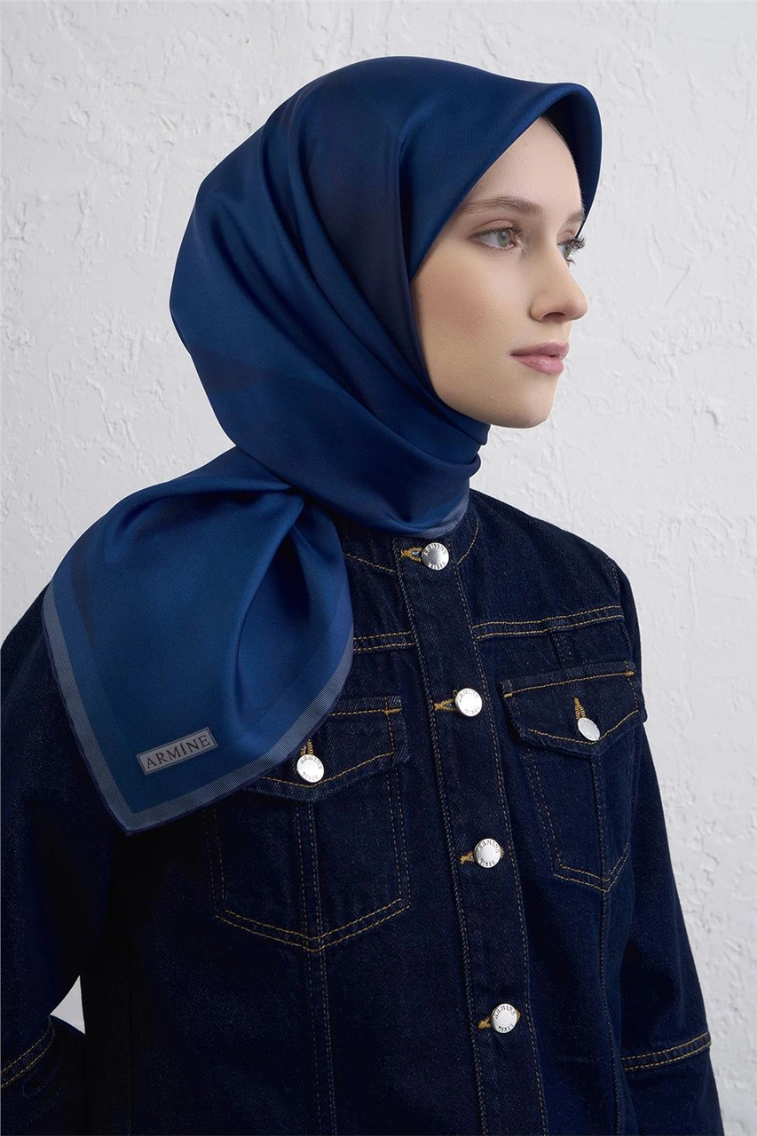 Armine Saf İpek Sura Eşarp 9402d 83 Mavi