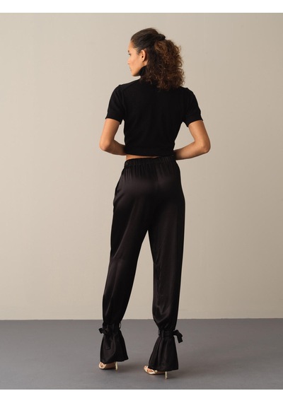 Xint Siyah Regular Fit Saten Pantolon 201129