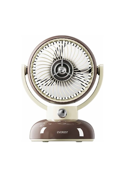 4 Adet Everest Efn12 Kahve 1200mah 3 Hız Kademe Led Işıklı Retro Masaüstü Usb Fan