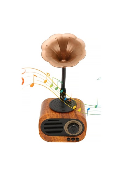 Nostaljik Mini Gramafon Şeklinde Bluetooth Hoparlör Radyo Usb Aux Bluetooth Yüksek Ses Kalitesi Kahverengi - 900480431