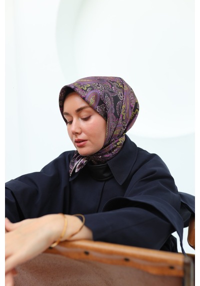 Silk Home Twill İpek Eşarp 11455-16 Siyah, Gümüş, Funda Pembe, Sarı